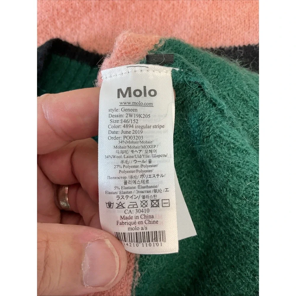 Lot of 2 Molo Tops Sz 11/12 Long Sleeve Jersey T Knit Sweater Art Striped Wool